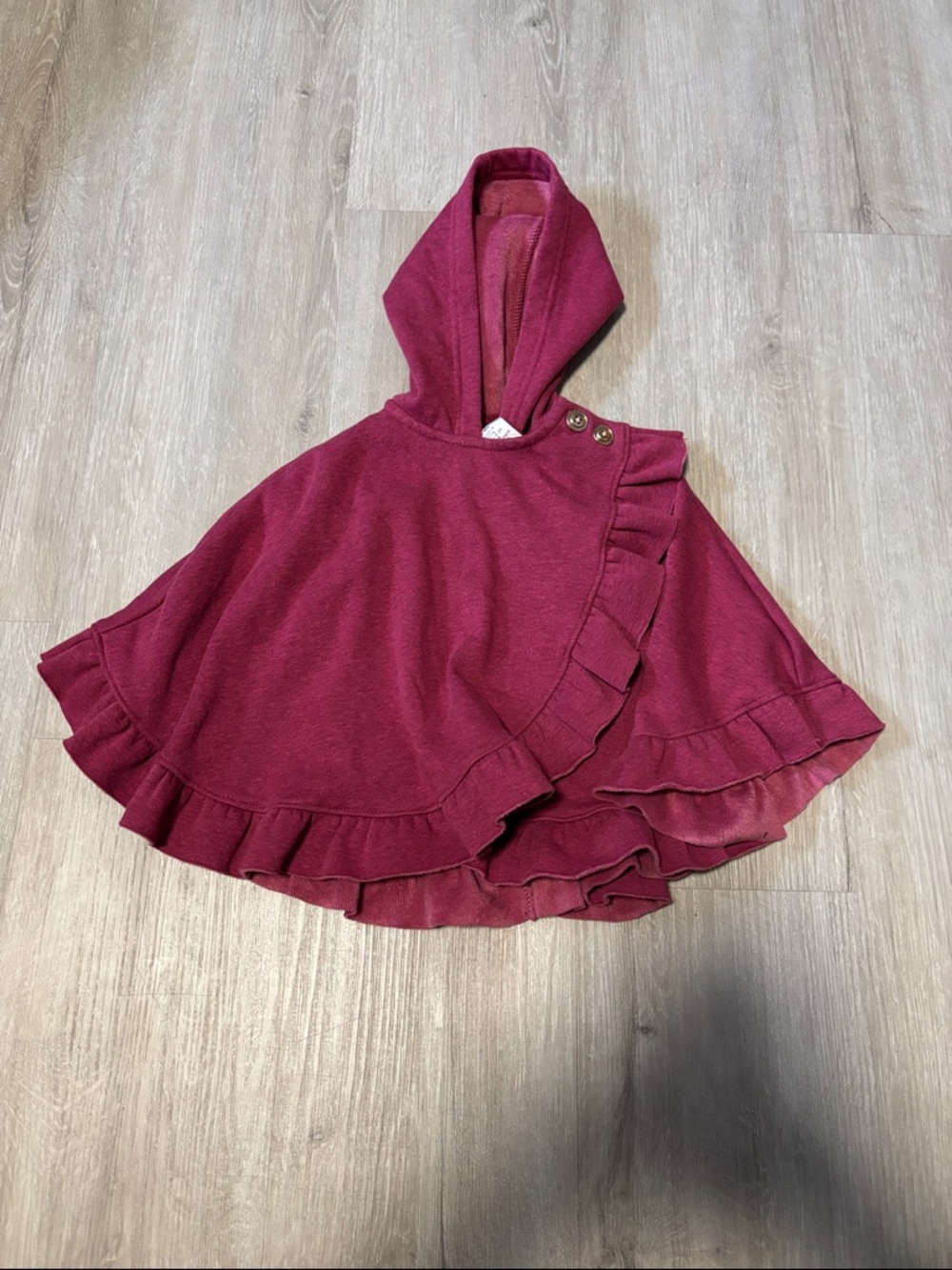 Max Studio Girls Hooded Ruffle Poncho -‎ Berry